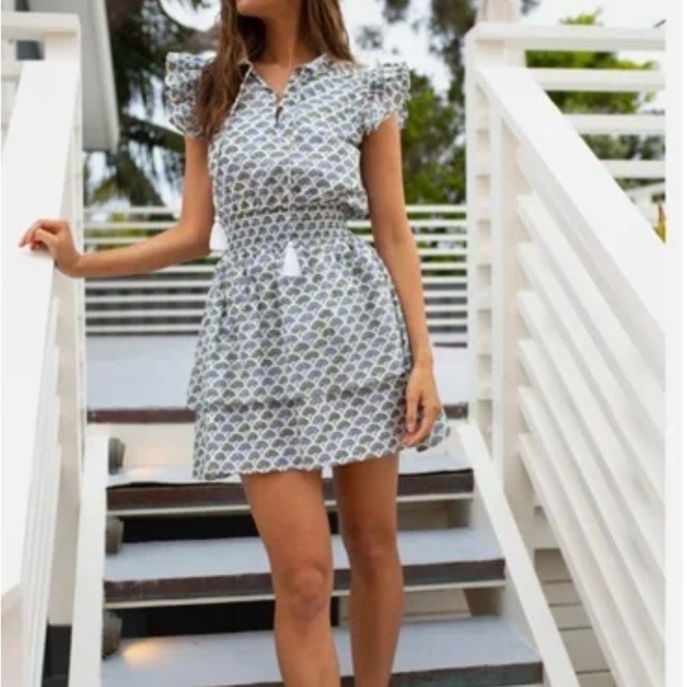 MAREA Blue Green and White Short Dress